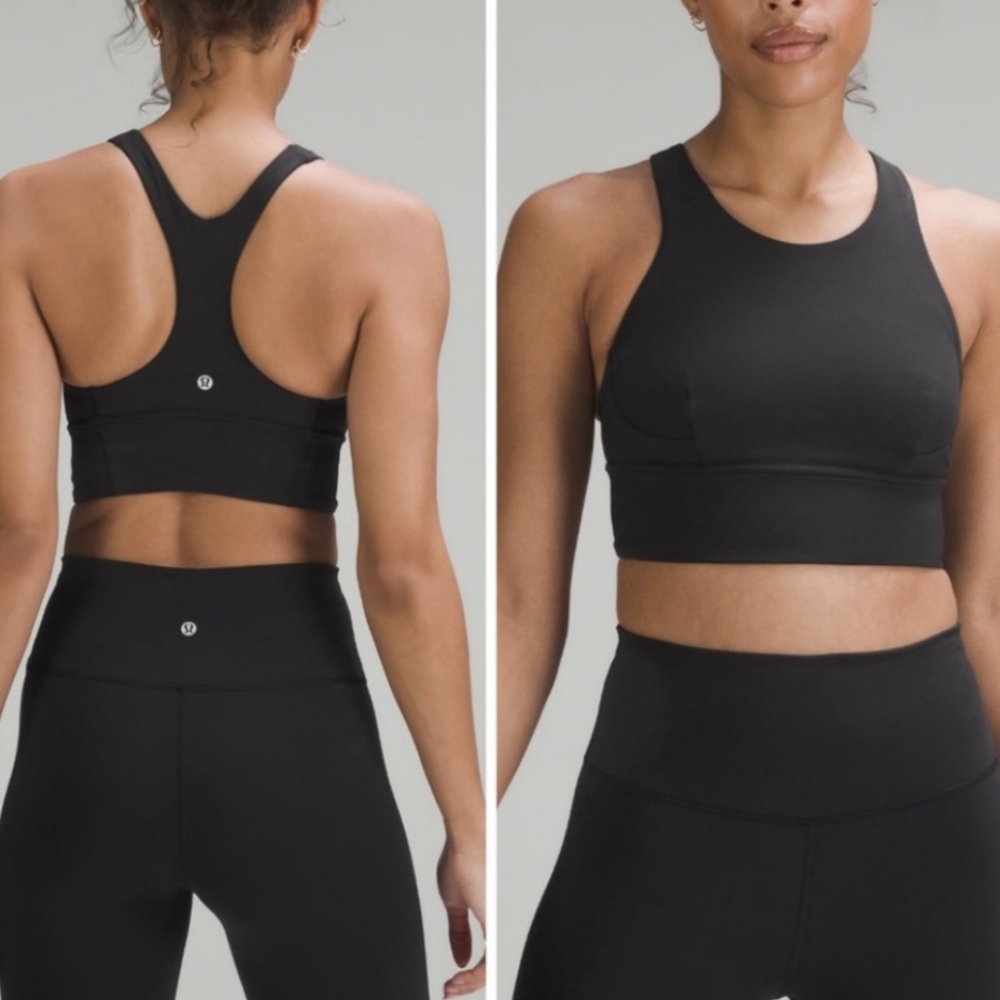 NWT Lululemon Wunder Train Long-Line Black Bra